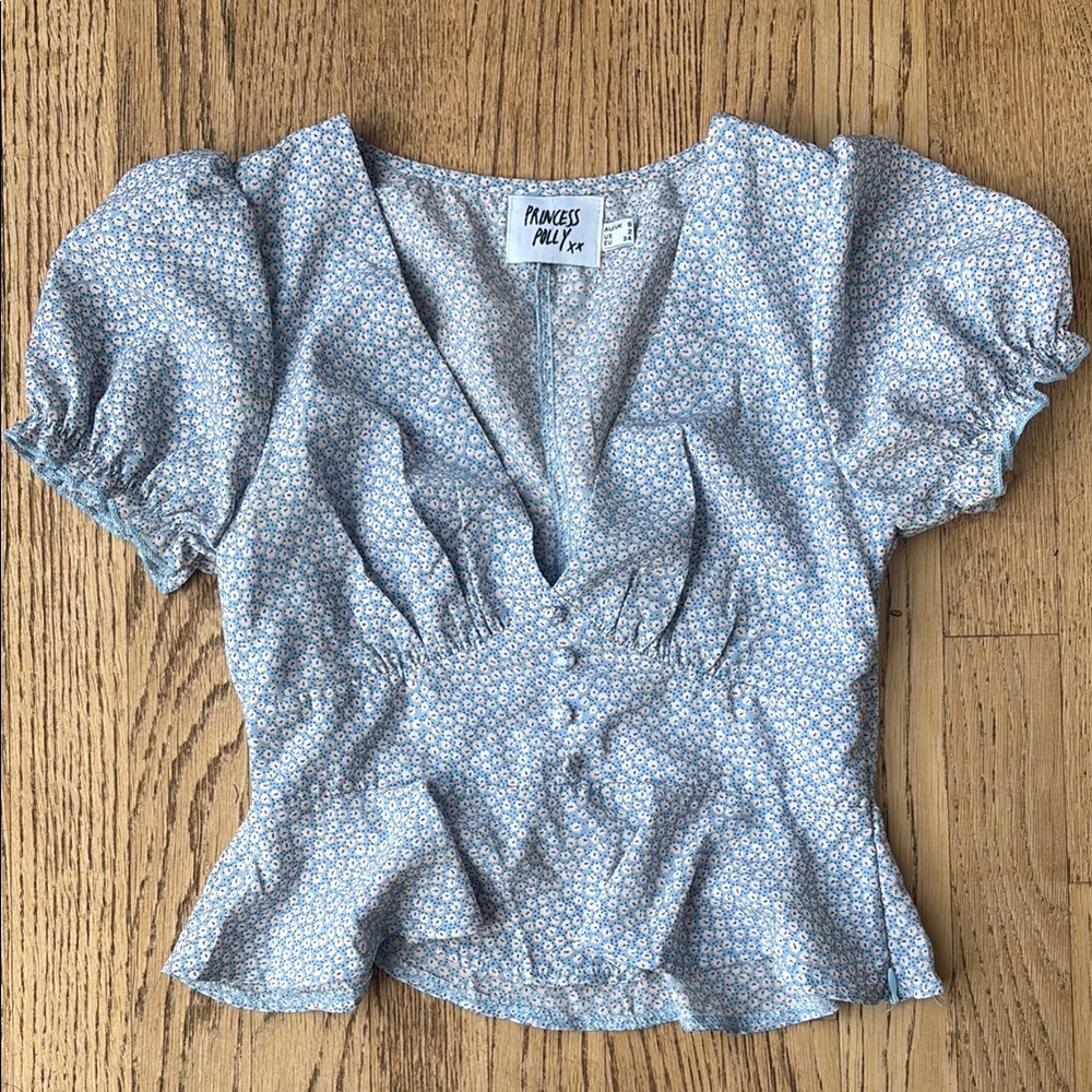 Princess Polly Blue Patterned Blouse